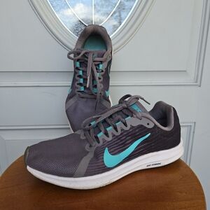 Nike Running Downshifter 8 Grey & Teal Athletic Shoes
